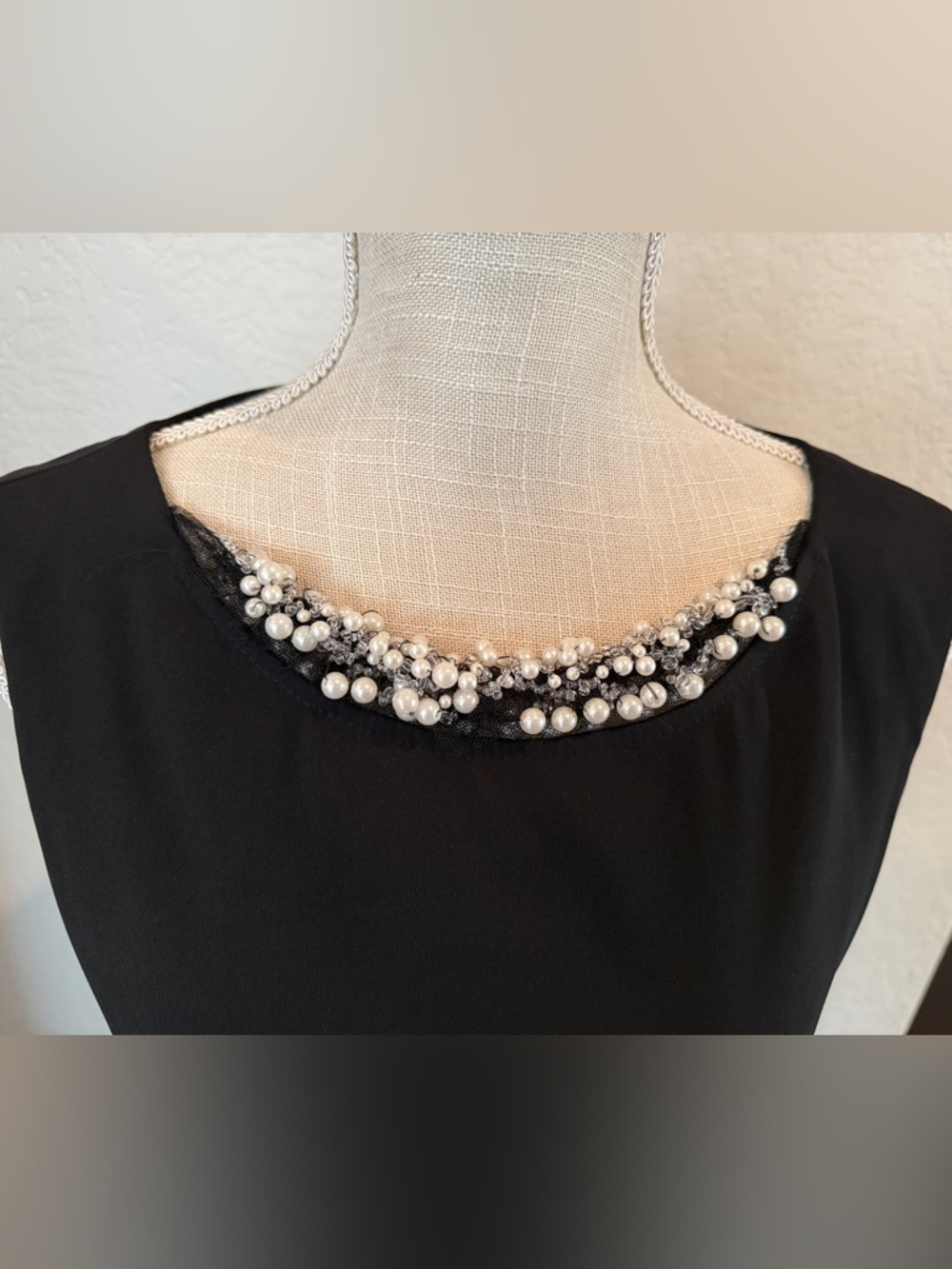 Little Black Sleeveless Jewel-Neck Tiered Mini Dress - Picture 4 of 9